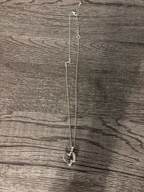 Silver Heart with an Amethyst crystal Pendant Necklace with Pavé Accent